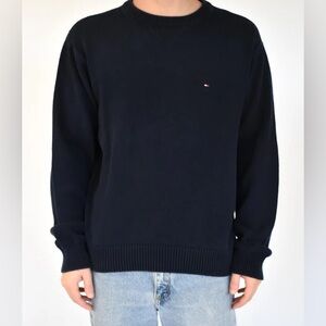 Vintage Tommy Hilfiger Men’s Knit Crewneck Sweater in Navy Large